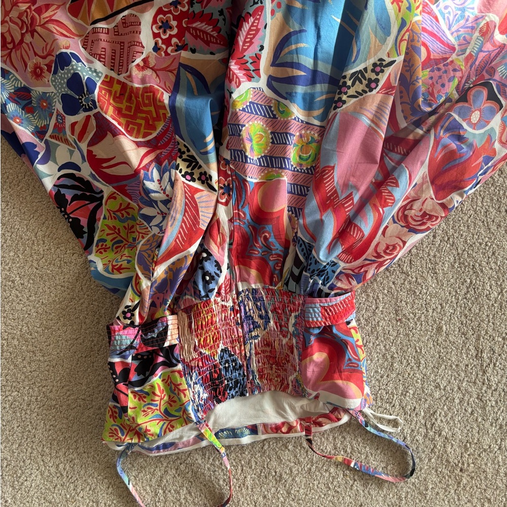 Anthropologie Alexandra Farmer Colorful Painterly Midi Dress - Picture 3 of 3